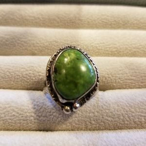 Green turquoise Sterling silver ring